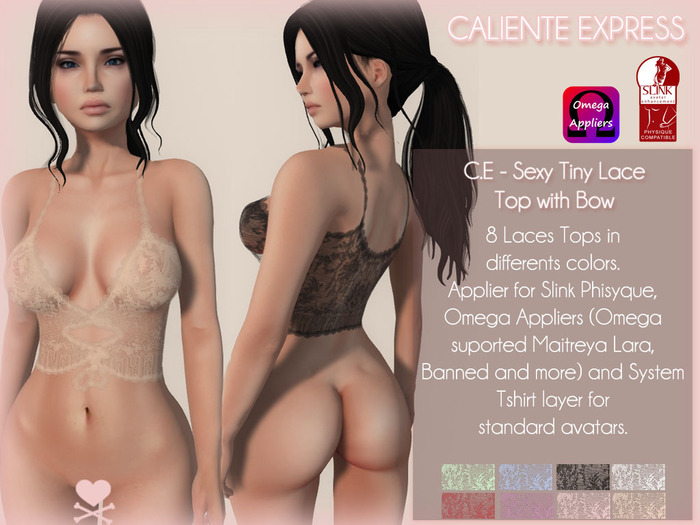 C.E - Tiny Lace Top with Bow with Applers (8 colors)