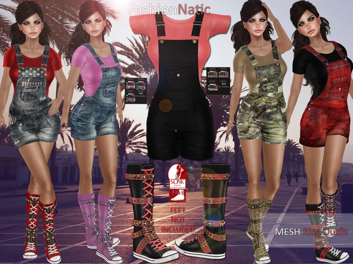 MESH Rica Female Outfit FashionNatic + Hud Driven + Slink Boots