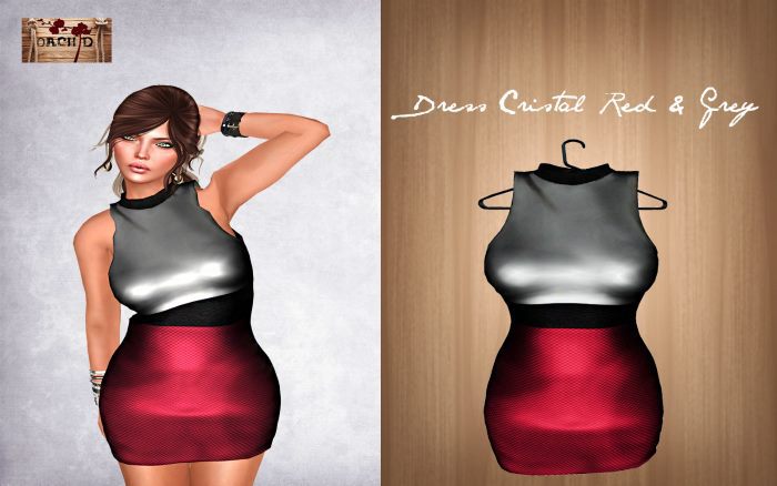 Dress Cristal_Red & Grey