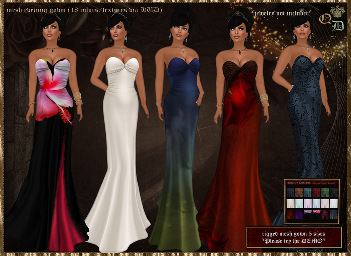 mesh evening gown *18 colors/textures via HUD (QD)