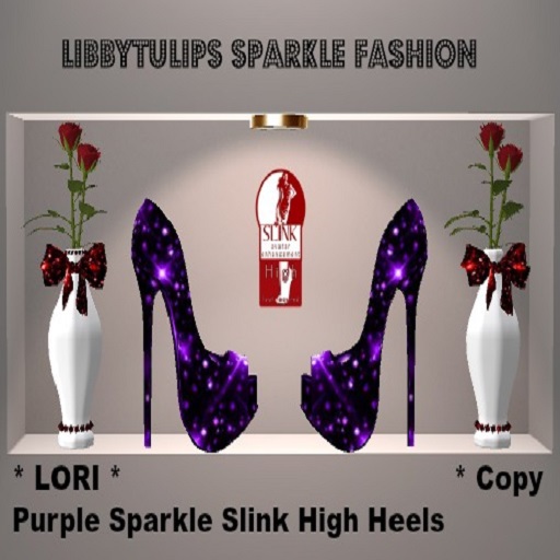 * Lori * Purple Sparkle Slink High Heels - Mesh