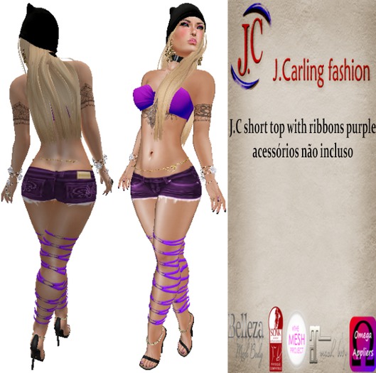 J.C short top with ribbons purple