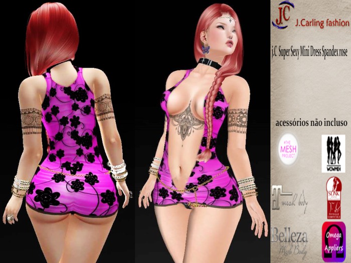 j.C  Super Sexy Mini Dress Spandex rose