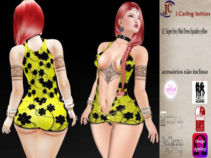 J.C  Super Sexy Mini Dress Spandex yellow