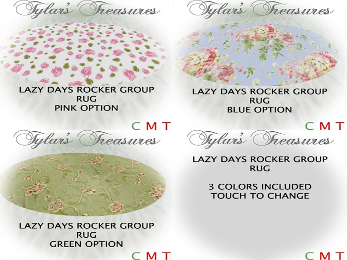 .:TT:.  LAZY DAYS ROCKER GROUP RUG BOXED