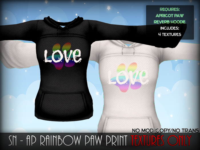 SN - AP Rainbow Paw Print  Reverb Hoodie Textures