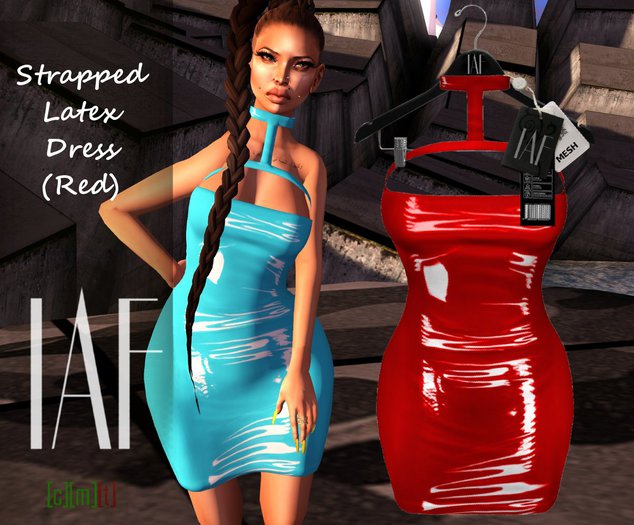 IAF Strapped Latex Dress (Red)
