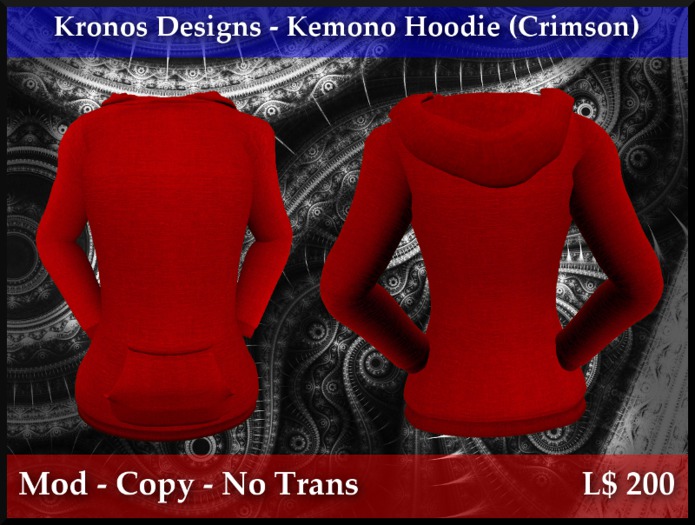 Kronos Designs - Kemono Hoodie (Crimson)