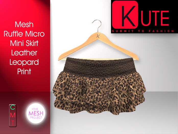 mesh leopard ruffle mini skirt