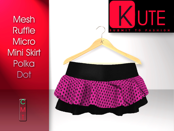 Kute:Mesh Ruffle Micro Mini Skirt Polka Dot (boxed)
