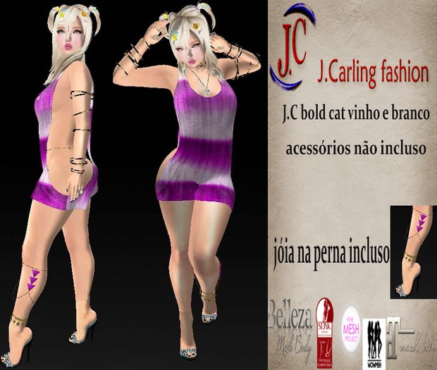 J.C bold cat vinho e branco