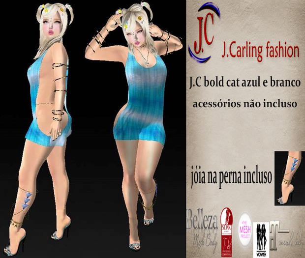 J.C bold cat asul e branco