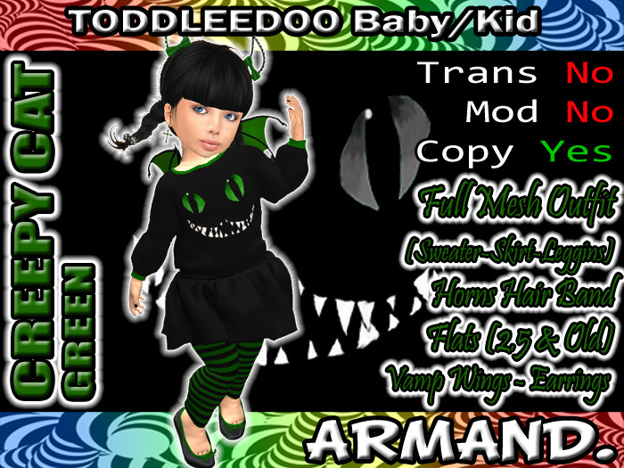 --ARMAND-- CREEPY CAT - GREEN