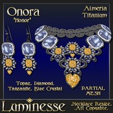 * * OUTLET PRICE * * ONORA "Honor" Almeria Necklace & Earrings Set - Yellow Topaz Blue Tanzanite White Diamond Titanium