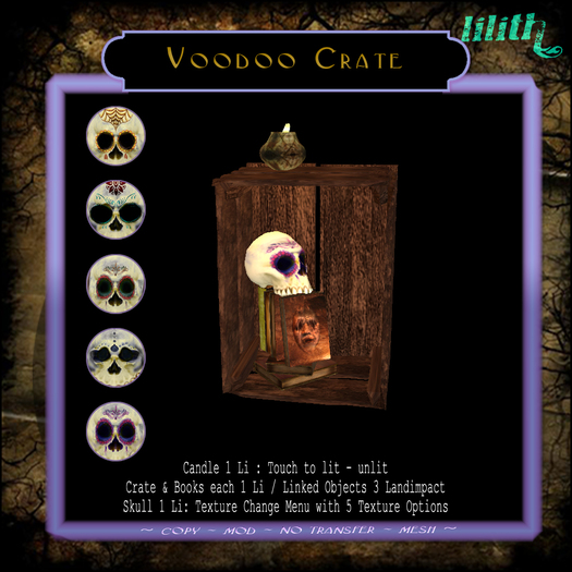 LD Voodoo Crate  w. Books, Skull, Candle /Texture Change Menu