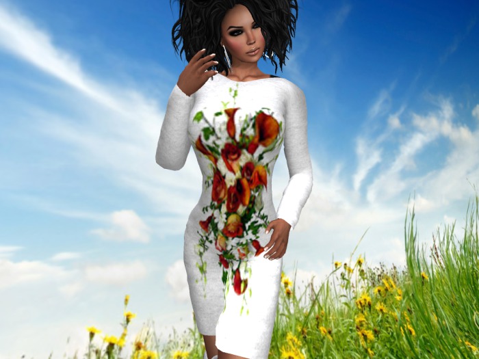 Flower Cascade FITTED MESH RUNWAY DRESS