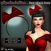 C&F Rockadollies Headband / Hair Bow - Red/ Black Dots