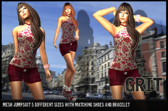GRIT Hearts  Short Jumpsuit (Bagged)