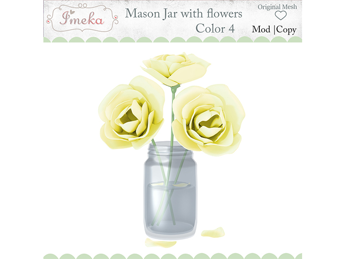 {Imeka} Mason Jar with flowers Color 4