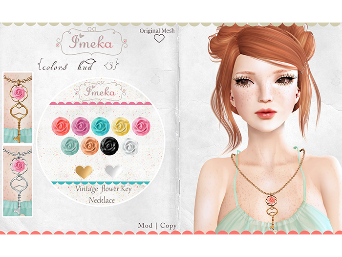 {Imeka} Vintage Flower Key Necklace