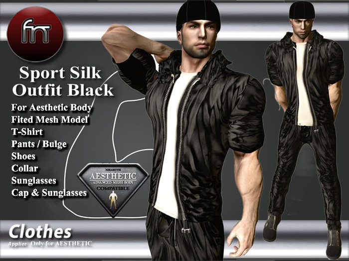[FN] Aesthetic Sport Silk Outfit Black - Suit Bag