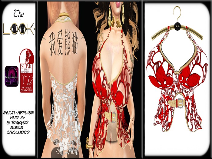 ! [L] ! MMM Red Lace Top & Applier Hud