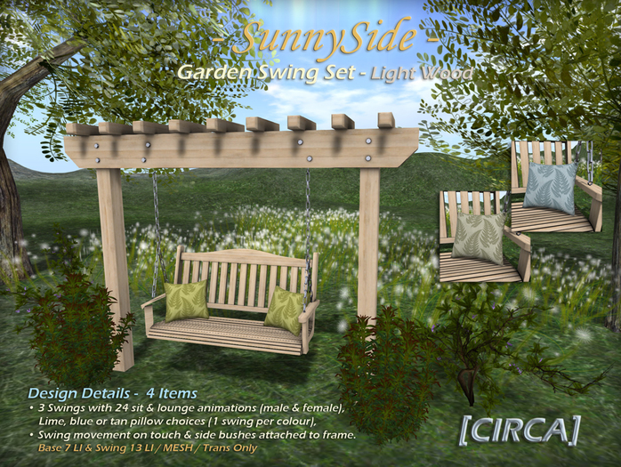 Second Life Marketplace [CIRCA] "SunnySide" Garden Swing Set
