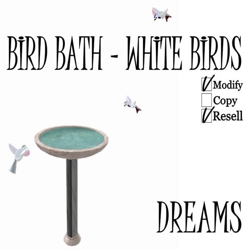 Second Life Marketplace Animals BIRD BATH WHITE BIRDS