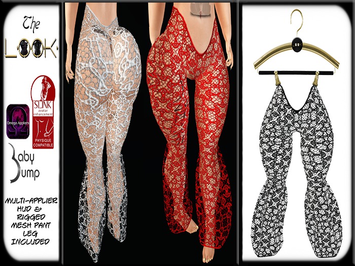 ! [L] ! Riskay Black Lace Pants & Applier Hud