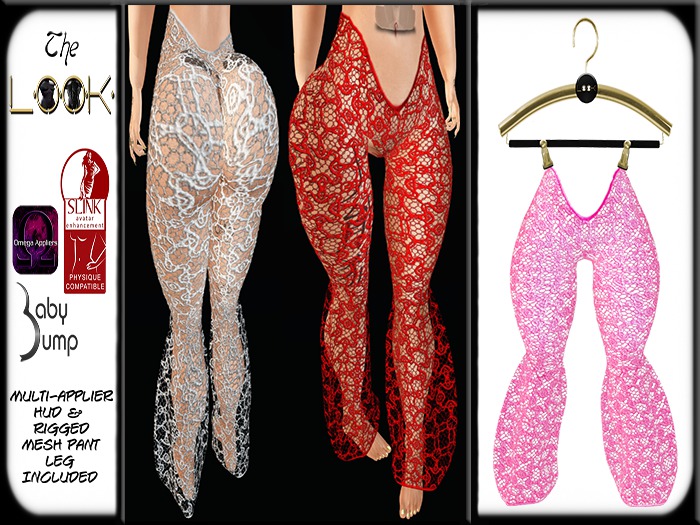 ! [L] ! Riskay Pink Lace Pants & Applier Hud