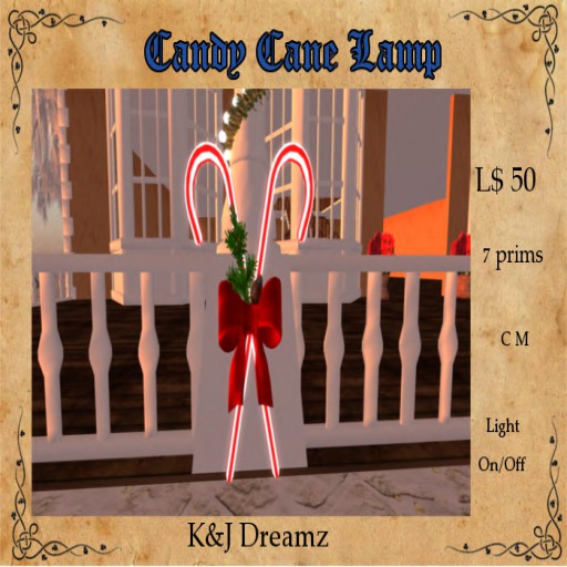 Second Life Marketplace K&J Candy Cane Lamp