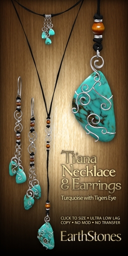 EarthStones Ti'ana Necklace & Earring Set - Turquoise (BOX)
