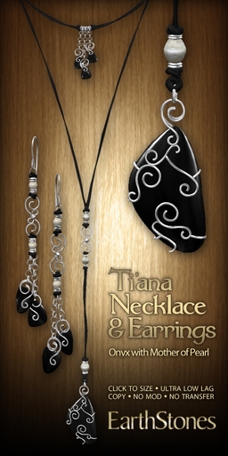 EarthStones Ti'ana Necklace & Earring Set - Onyx (BOX)