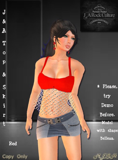 J&A Top & Skirt R Red