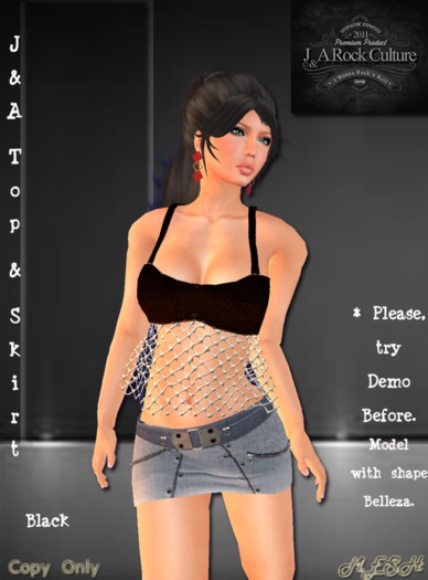 J&A Top & Skirt R Black