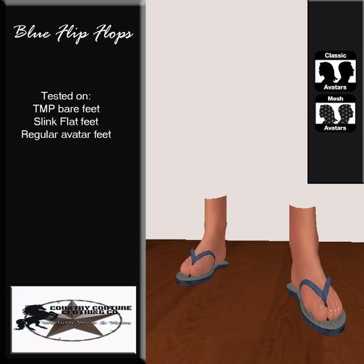 ~Country Couture~ Blue Flip Flops