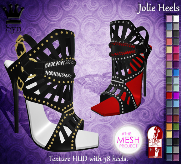 [Syn] Jolie Heels (Texture HUD, Compatible with Slink high feet and The Mesh Project Ouch feet)