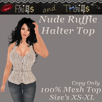 Second Life Marketplace - Frills and Thrills Nude Ruffle Halter Top