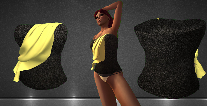 Exclusive Top : Leather with yellow slash