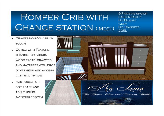 Romper crib with change station