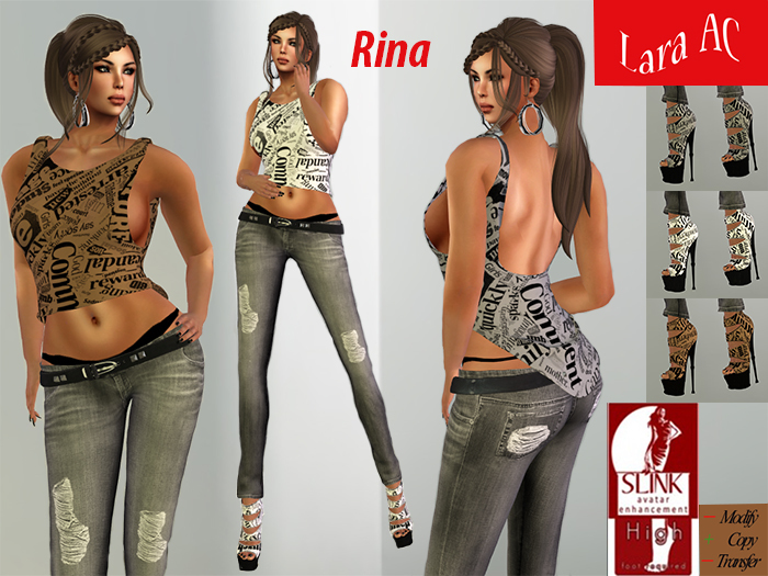 Lara AC Mesh Outfit Rina & Rigged Slink Heels