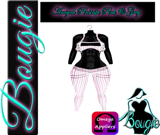::!Bougie!::Amiyah Outfit Pinstripe Pink & Grey