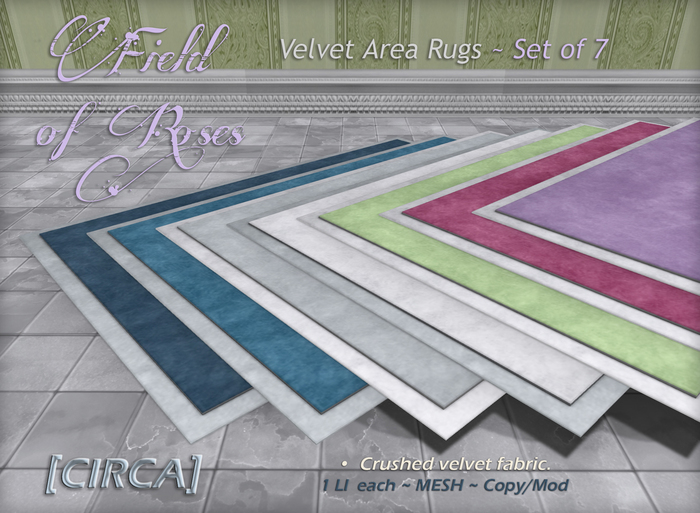 [CIRCA] Pkg - "Field of Roses" - Velvet Area Rug Set
