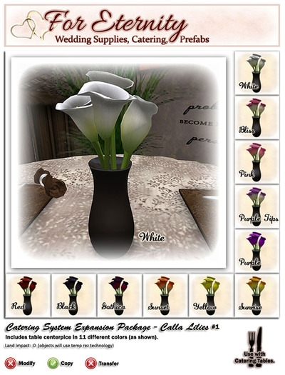 *VRD* Catering Expansion Pkg - Decor - Calla Lilies #1 (boxed)