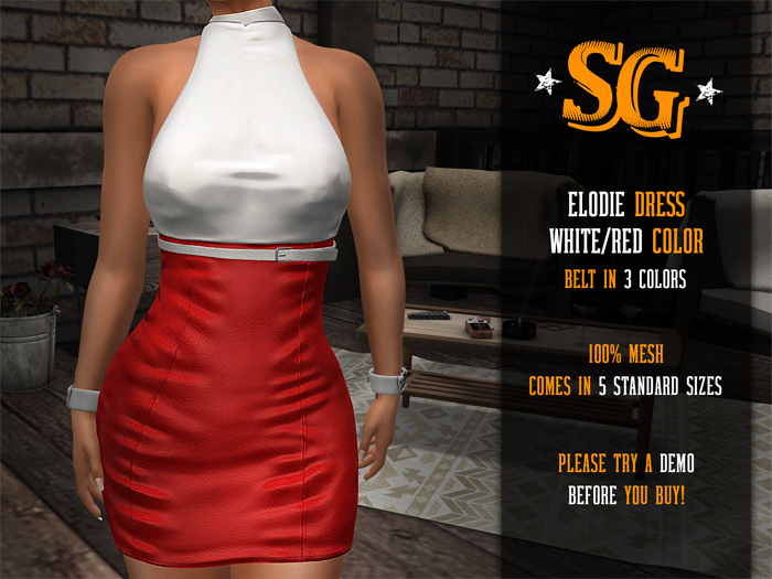 *SG* Elodie Dress - White/Red