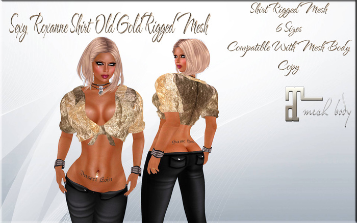 LSR - Sexy Roxanne Shirt  Old Gold Rigged Mesh