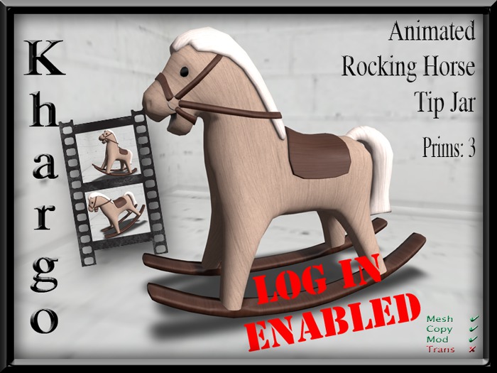 Khargo: Animated Rocking Horse Tip Jar / Tipjar - Log In Version for Clubs / Employees / Split Tips