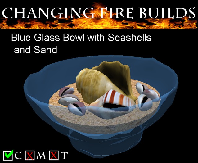 AP - Sea Shell Bowl Blue Glass
