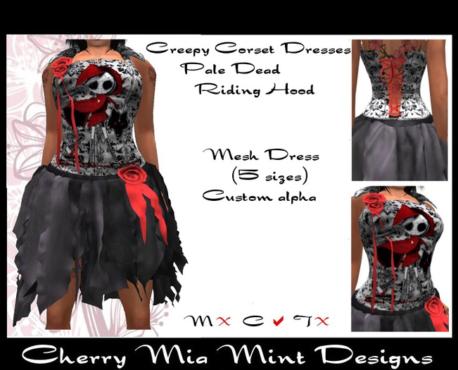 CMD - Pale Dead Riding Hood Corset Dress