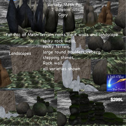 Second Life Marketplace - 14 pc mesh rocky terrian landscape (box)
